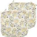 FUNHOME Outdoor Cushion Covers 24 x 24 x 4 inch,Set of 2,Replacement Square Seat Cushion Cover for Patio Furniture Chair,Water Resistant,Fade-Resistant Slipcover Only,No Insert(Yellow Flower)