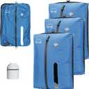 ONTYZZ Vacuum Bags for Travel, IPX8 Waterproof Vacuum Bags, Space Saver for Luggage/Camping/Home Storage (3 Pack with Air Pump-Blue)