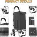 Heavy Duty 3 in 1 Shopping Cart, Foldable Hand Truck with 6 Wheels, 110 lbs Grocery Cart, Portable Utility Dolly, Waterproof Bag for Moving, Camping