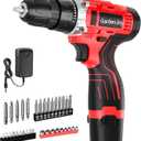 GardenJoy Cordless Power Drill Set: 12V Electric Drill with Battery and Charger, 34pcs Acessories, 3/8"Keyless Chuck, 2 Variable Speed, 24+1 Position, Compact Drill Driver Kit for Home & DIY Project