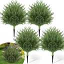 CroBlissful 4 Pack Artificial Cedar Ball Shrubs for Spring Porch Decor, 24 Outdoor Faux Evergreen Plants with Ground Spike, UV Resistant Front Door Entryway Garden Greenery