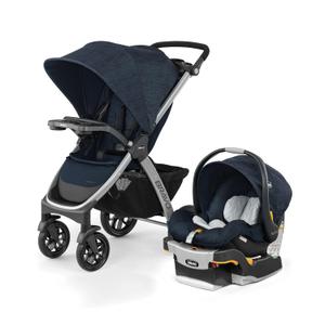 Chicco Bravo 3-in-1 Trio Travel System, Bravo Quick-Fold Stroller with KeyFit 30 Infant Car Seat and Base, Brooklyn/Navy, Manufacturing Date: SEP 2025, Expiry: SEP 2031