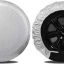 MOONET Tire Covers for RV Wheel (2 Pack Silver), Oxford Waterproof UV Sun Protectors for Motorhome Boat Trailer Camper Van SUV, D81cm x H28cm for Diameter 30"-32"