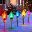 Jumbo C9 Christmas Lights Outdoor Decorations Lawn with Pathway Marker Stakes, 8.5 Feet String Lights Covered Jumbo Multicolored Light Bulb for Holiday Time Outside Yard Garden Decor, 5 Lights (1 Pack)