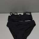 Tempt Me Women High Waisted Bikini Set Athletic Two Piece Swimsuits Sporty High Cut Bathing Suit with Scoop Neck (Small, Black)