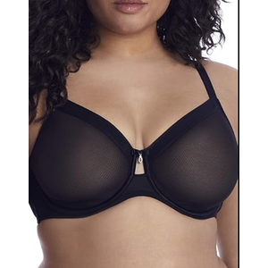 Curvy Couture Women's Plus Size Sheer Mesh Full-Coverage Unlined Underwire-Bra, Black, 32H