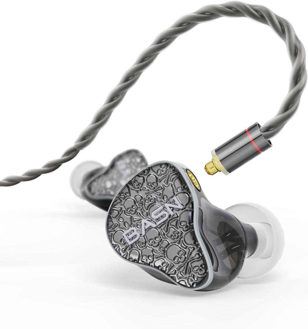 BASN Bmaster5 in Ear Monitors, 5 Drivers Drummer Headphones with Powerful Bass, Noise Isolation IEM Earbuds with Detachable MMCX Sliver-Plated OFC Cable for Musicians (Midnight Black, MMCX)