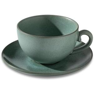 Cup and Saucer Set Turquoise Ceramic Cappuccino Mug Set of 1- oz Microwave and Dishwasher Safe, Perfect For Tea, Espresso, Latte - Porcelain Mugs for Kitchen or Cafe