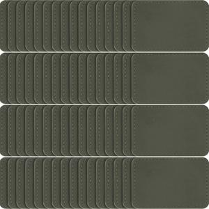 Dunzy 60 Pcs Blank Leatherette Hat Patch with Adhesive Rectangle Leather Hat Patches Rustic Faux Iron on for Fabric Repair Custom Sewing Laser Engraving DIY Crafts(Gray,3 x 2 Inch)