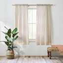 Valea Home Linen Curtains Panel 63 inch Long Light Filtering Rod Pocket Crude Drapes for Bedroom Living Room Farmhouse Window Treamtment Panels, Natural, 1 Panel