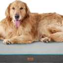 Bedsure Cama extragrande de espuma viscoelstica para perros  Tapete ortopdico impermeable para mascotas con funda extrable lavable y parte inferior antideslizante  Cama superior de franela de (Gris)