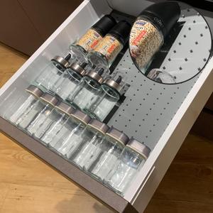 Gosmol Spice Drawer Organizer insert, Adjustable & Non-Slip Silicone Spice Drawer Liner for Seasoning Jars and Spice Bottles, Set of 2-Grey (2Pack-19" x 12.9")