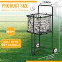 Vercraft Sports Baseball Cart with Wheels Large Softball Caddy Ball Holder Holds up 300 Baseballs or 150 Softballs, 15 x 23 x 45"