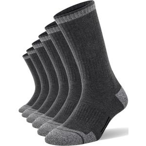 FITRELL 6 Pack Men's Athletic Moisture Wicking Crew Socks Cushioned Sport Running Work Boot Socks Size 9-12/12-15 (Large)