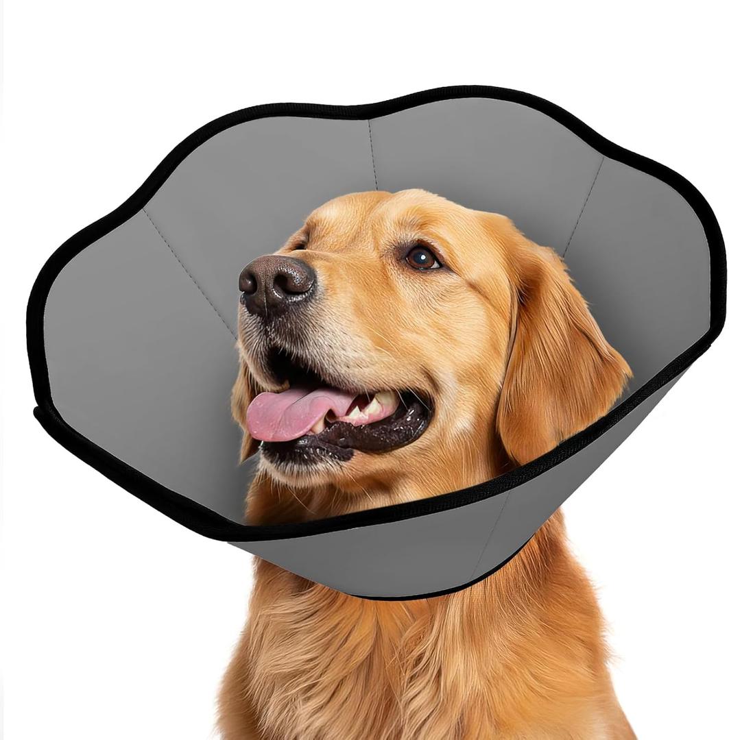 MIDOG Dog Cone Collar After Surgery, Soft Dog Cone Alternative to Stop Licking,Adjustable Elizabethan Recovery Cones for Dogs (XL, Grey)