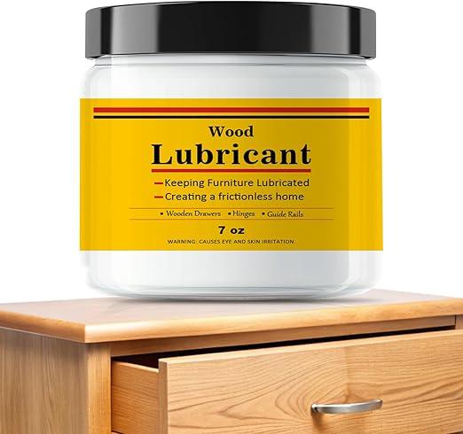 Upgrade Wood Lubricant & Wood Wax for Drawers, Doors, Hinges - Multi-Purpose Semi Paste Wax for Wood - Drawer & Door Hinge Lubricant - Loosen Drawer Slide - Restore & Preserve Wooden Slide - 7oz