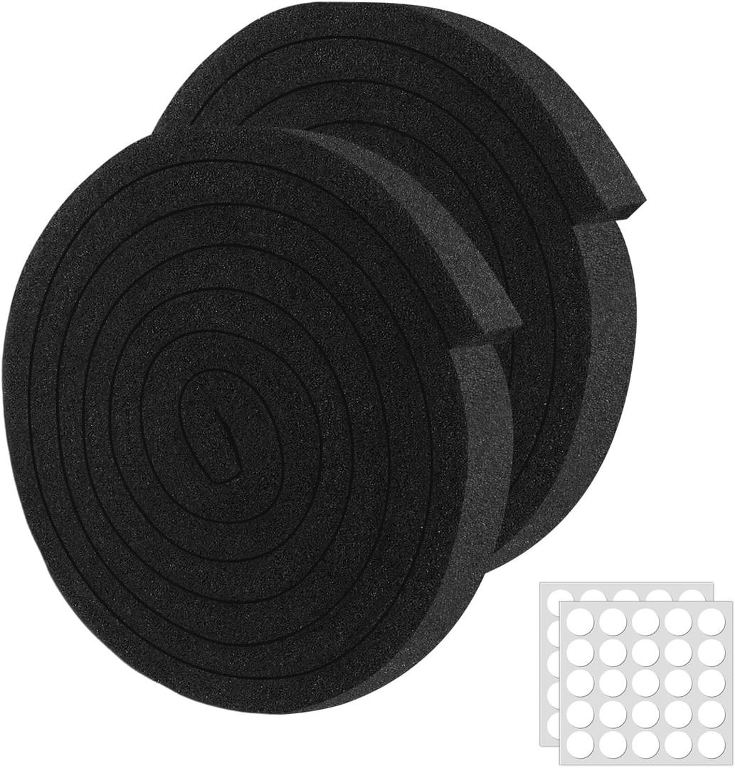 2 Rolls Air Conditioner Window Seal, 1''X1''X 6.5 Ft Non-Adhesive Foam with White Points, Air Conditioner Foam Insulation for Door/Window Seal, Total 13FT (Black)