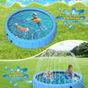 EPN Foldable Dog Pool with Sprinkler, Large Non-Slip PVC Pet Bath, 132 Inch | 2-in-1 Pet Bath and Sprinkler with Non-Slip Base for Dogs and Kids, Ideal for Backyard Cooling, Bathing and Summer Water Play