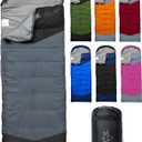 Sleeping Bag for Adults Cold Weather & Warm, Lightweight Backpacking Camping Hiking Essentials Gear for Kids 10-12 Girls Boys Compact w/Compression Sack Indoor Outdoor Sleep Must Haves (50-80F-3.3lbs-Black/Gray)