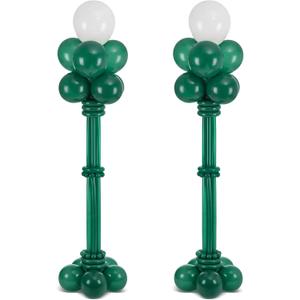 BalloStreet on Lamp Post Kit with Adjustable Metal Stand, 84 Balloons Included up to 81.5 Inches Tall, Dark Green & White Balloon Decoration for Birthday Party and Event Decor