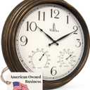 Outdoor Clocks for Patio Large Waterproof with Thermometer - 18 inch Indoor Outdoor Wall Clock with Temperature and Humidity Combo - Weatherproof, Accurate & Easy to Read for Pool, Garden & Home Decor