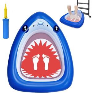 Nattork Inflatable Foot Bath Basin for Pool Entry, Foldable Foot Wash Tub for Above Ground Swimming Pools, Hot Tubs, and Outdoor Spas, Lightweight Foot Cleaning Basin for Pool Ladder Hygiene Shark