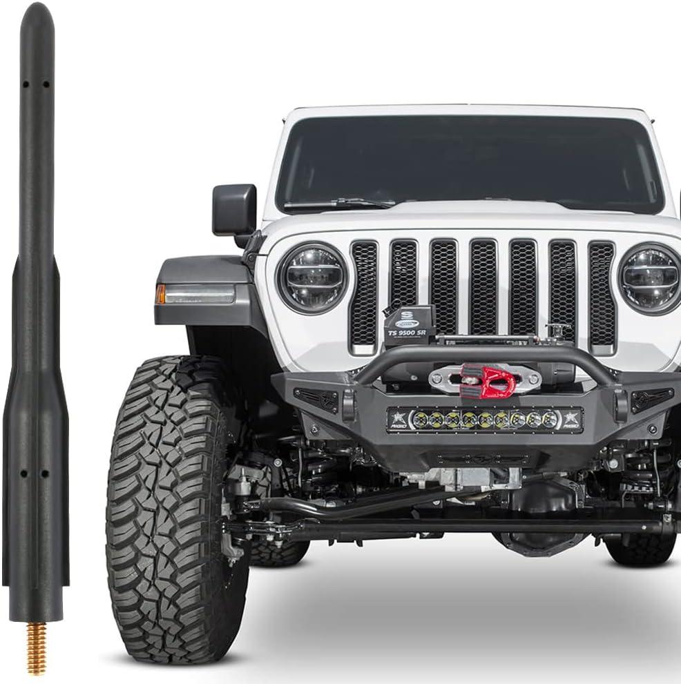 BASIKER Antenna for Jeep Wrangler Sport Rubicon JL 4xe Willys Mojave JK JT Gladiator 2007-2025 2026, Short Jeep Wrangler Accessories Antenna Replacement Upgrade for Car Radio AM FM Reception (Black - Compatible with Jeep Wrangler)