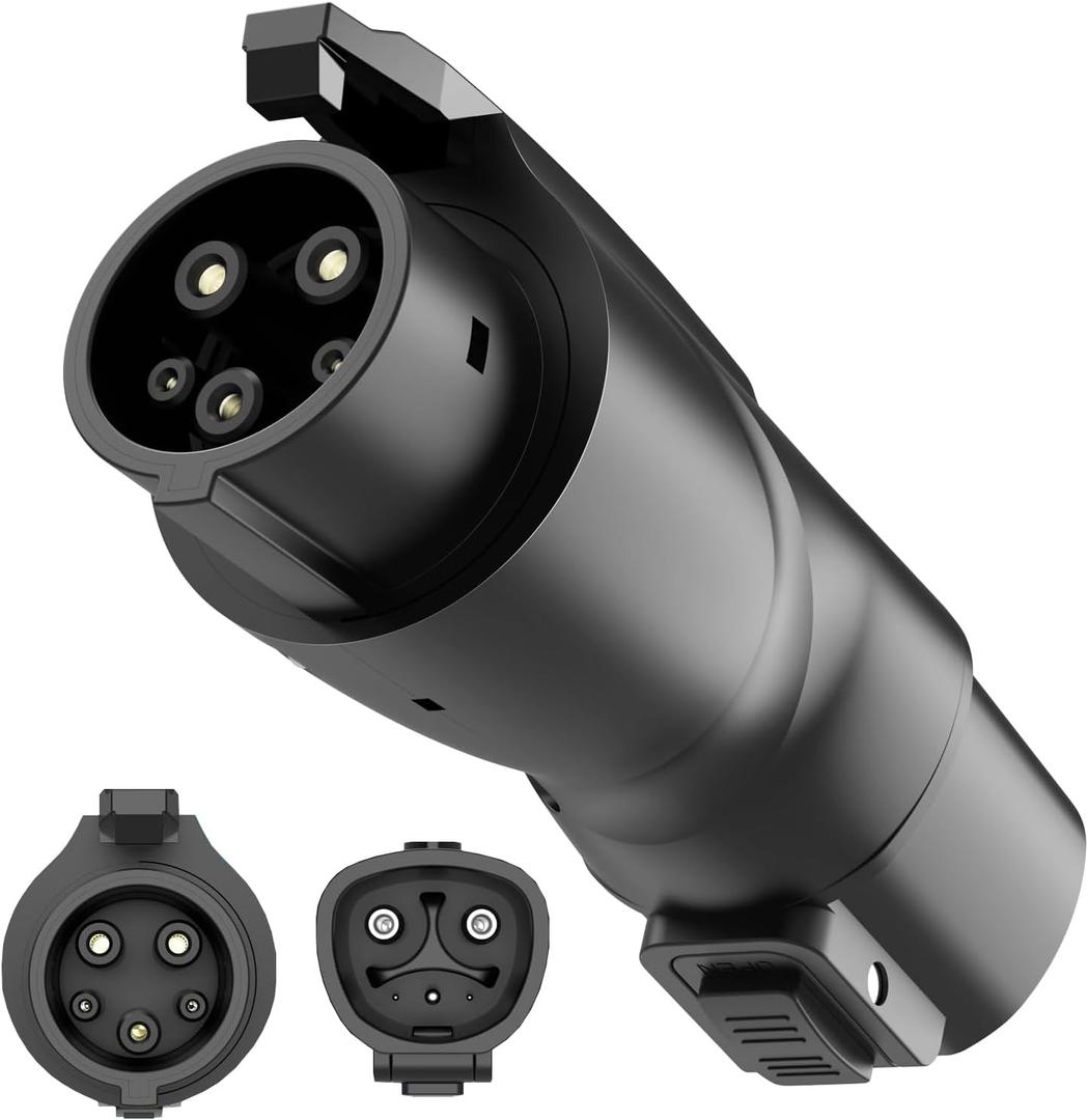 Nacs to J1772 Adapter, Portable Tesla to J1772 Adapter with Fixed Lock Works IP65, Max 80A 250V Converter Compatible with Nacs Wall Mobile Connector Target Chargers for All J1772 EVs Black