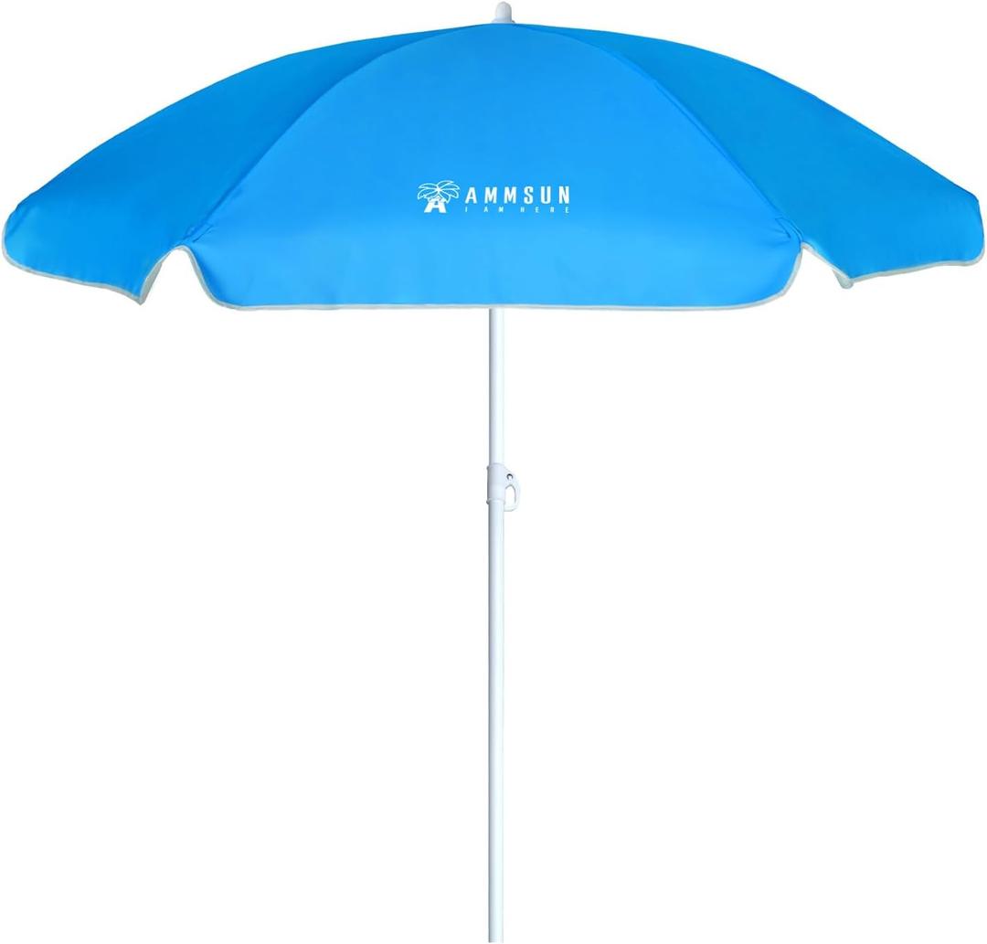 AMMSUN 5ft Seaside Beach Umbrella for Sand and Water Table - Kids Durable Umbrellas for children Beach Camping Garden Outdoor Play Shade,5ft Blue