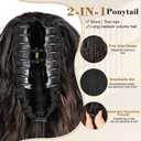 Ponytail Extension - 30 Inch Long Curly Pony Tails Hair Extensions, Claw Clip Ponytail Extension, Soft Synthetic Hair Pieces for Women (Color:Black Brown with Highlights)