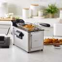 Amazon Basics 3.2-Qt (3.0L) Electric Deep Fryer with Adjustable Temperature Control, Easy Draining Basket, Viewing Window, Fast-Heating 1500W, Stainless Steel Exterior, Black & Silver