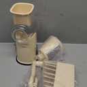 SUSTEAS Rotary Cheese Grater with Handle - Vegetable Shredder with 5 Well-designed Blades & Strong Suction Base, Round Mandoline Slicer & Food Chopper for Kitchen, with Blade Storage Box(Beige)