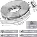 Hose Clamps 20FT Strap+10 Fasteners,DIY Cut-To-Fit 304 Stainless Steel Adjustable Large Worm Gear Band Clamp Assortment Kit,Metal Screw Fasteners and Strapping for Pipe,Duct,Pole,Tube