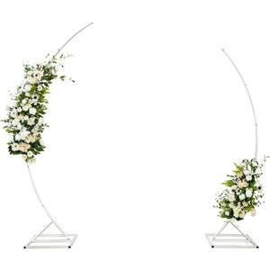 LEALIBAUSS Metal Open Arch Backdrop Stand，Half Moon Arch Stand Set of 2, Wedding Archs for Ceremony, Birthday, Wedding, Bridal Baby Shower, Anniversary, Floral Stand (White)