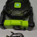 Battery Powered Fan -Lash Fans with Led Lantern, Portable Rechargeable, Battery Operated for Mobile Phone, Hook 4 Speed Quiet Personal for Desk Fan, Travel, Fishing, Power Outage, Hurricane-Green (12000mAh)