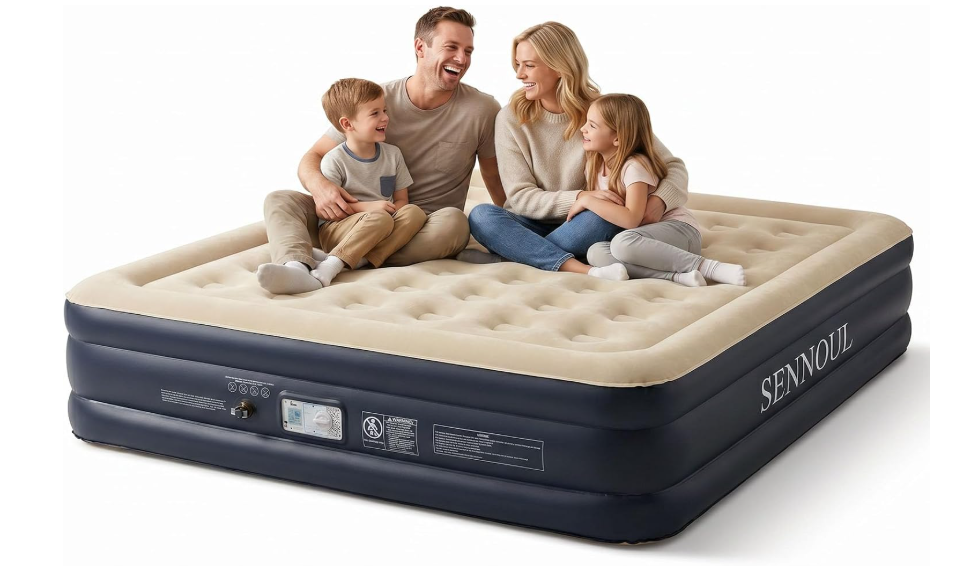 SENNOUL King Air Mattress with Built in Pump,18" Raised Blow up Bed, 900lb