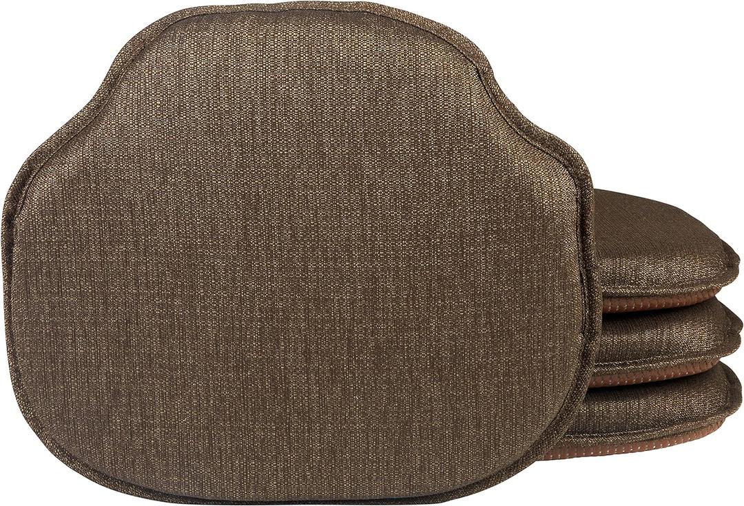Klear Vu Gripper Omega Non-Slip Windsor Chair Cushions with Skid-Proof Seat Pad for Dining Room, Kitchen, and Office Use, 16x15 Inches, 4 Count (Pack of 1), Chestnut