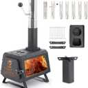 Portable Wood Burning Stove,Compact Hot Tent Stove with X-shaped Pot Holder,Air Damper,7 Section Stainless Steel Chimney,Large Firebox,Tent Wood Burning Stoves for Camping Heating and Outdoor Cooking