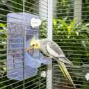 AOTU Automatic Bird Feeder for Cage Crack-Resistant Plastic Parakeet Cage Accessories No Mess Bird Cage Seed Catcher for Small Medium Birds Parrots Cockatiels Parakeets Conures Canaries (Light Blue)