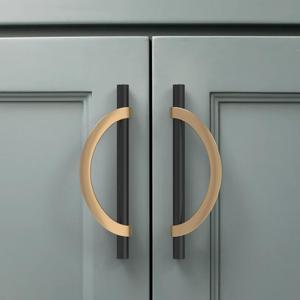 Amerdeco 10 Pack Black Brushed Gold Cabinet Pulls 5 Inch(128MM) Hole Centers Kitchen Cabinet Handles Hardware Kitchen Handles for Cabinets Cupboard Handles Drawer Pulls