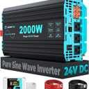 2000 Watt Pure Sine Wave Inverter, 24V DC to 120V AC Inverters for RV, Truck, Solar, Home, Power Inverter with 3 AC Outlet, 30W USB-C, 5V 3.1A USB, Hardwire Port, Remote Control, Surge 4000W