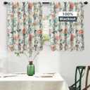 DriftAway Ada Floral Botanical Print Flower Leaf Lined Thermal Insulated Room Darkening Blackout Window Curtains 2 Layers Set of 2 Panels Each 52 Inch by 36 Inch Orange Teal Beige Linen