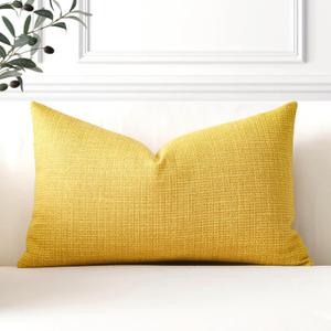 OTOSTAR Linen Throw Pillow Cover Set of 1 Decorative Lumbar Pillowcases Cushion Covers 12x20 Inch for Home Decor Sofa Bedroom Car 30 x 50CM Yellow