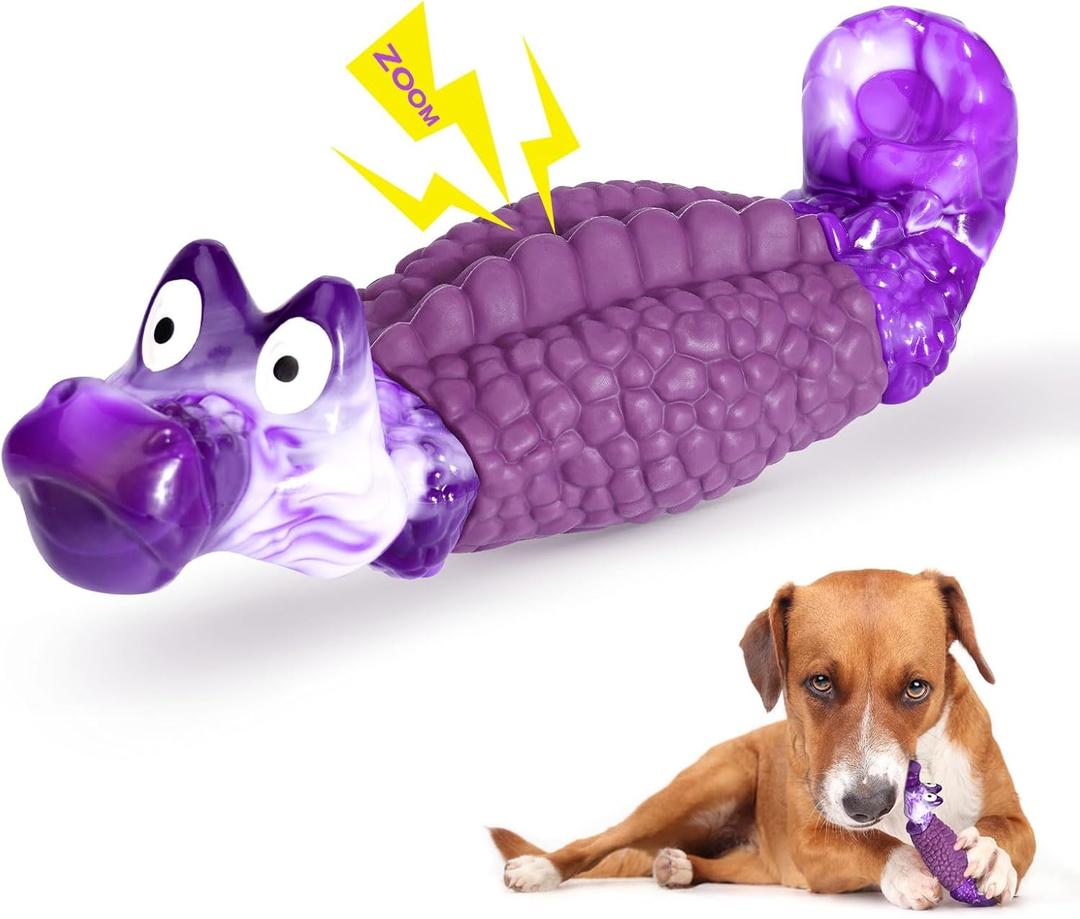 HGB Tough Dog Chew Toys for Aggressive Chewers, Squeaky Indestructible Dog Toy for Large Dogs to Keep Them Busy & Reduce Boredom for Small, Medium, Large Breed, Bacon Flavor