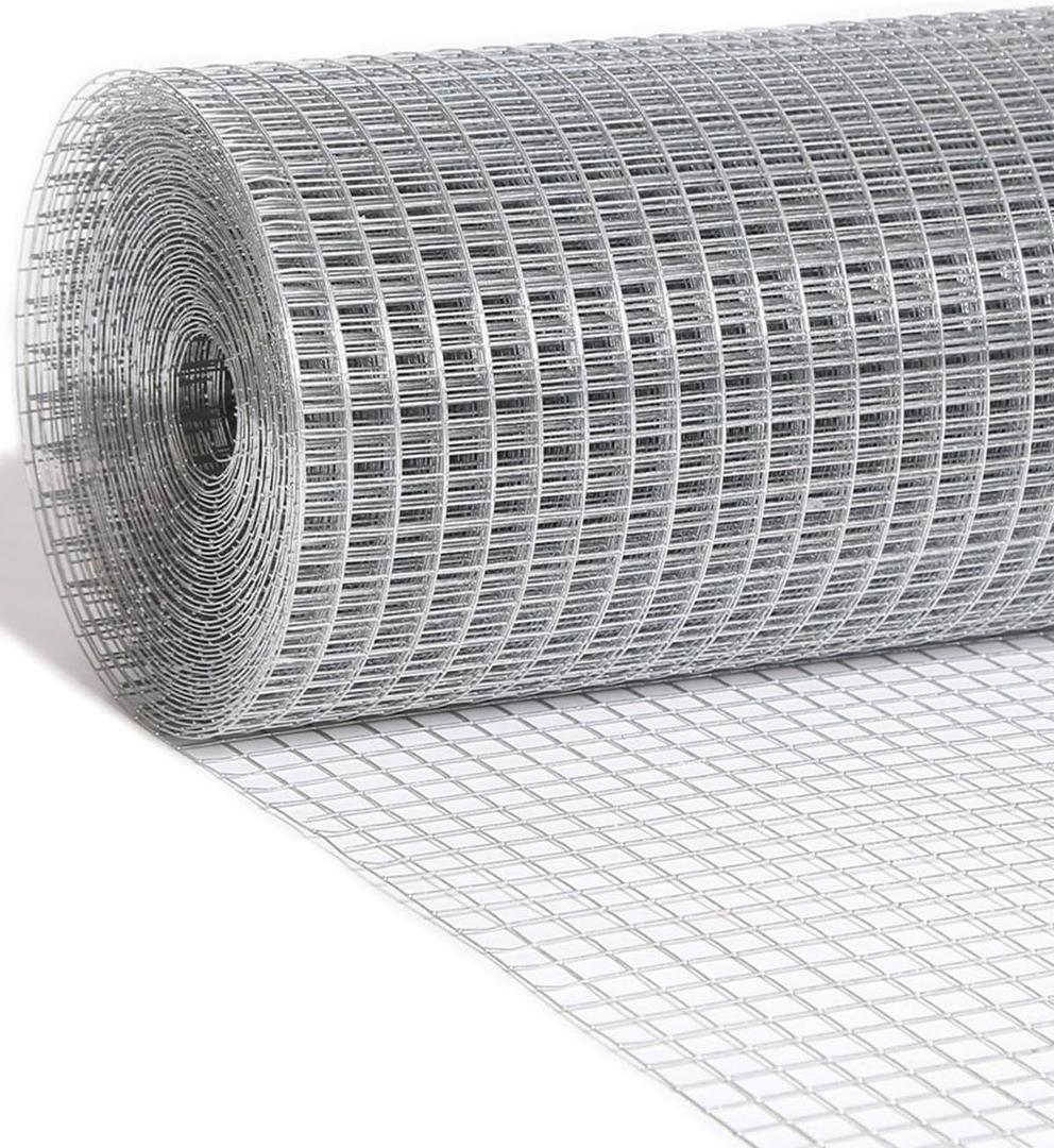 Chicken Wire Fencing, Hardware Cloth 1/2 inch 24 x 100 Ft 19-Gauge - Hot Dipped Galvanized After Welding - Chicken Wire Mesh, Wire Mesh Roll, Garden Fencing, Gopher Mesh, Rabbit Wire