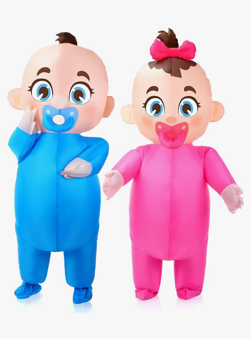 Ramede 2 Pcs Giant Inflatable Baby Costume 96 Inch Gender Reveal Ideas Boy and Girl Blow Costume Outfit for Adult Baby Shower Gender Reveal Party Halloween Christmas Cosplay Supplies