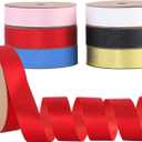 Glitter Solid Ribbon for Gift Wrapping Floral Bouquets Wedding Party Decoration Bows Gift Wrapping Floral Arrangement (Mixed Colors, 1inch x 50yards x 6pcs)