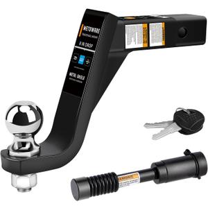 METOWARE Trailer Hitch Ball Mount with 2-5/16 Inch Trailer Ball, Fits 2- Inch Receiver, 7500lbs Capacity Ball Hitch, 8-Inch Drop, Hollow Shank with 5/8" Hitch Lock, Black