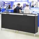 VEVOR Extra Long Folding Portable Bar Tradeshow Podium Table for Indoor, Outdoor, Party, Picnic, Exhibition, Includes Carrying Case, Storage Shelf and Black Skirt, 77.95" x 15.16" x 34.65"