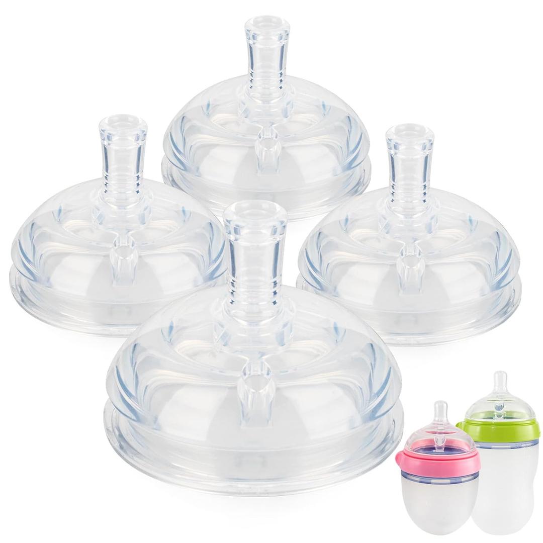 Sippy Straw Cup Nipples for Comotomo Baby Bottles,Food Grade Silicone Straw TopVariable Flow Soft Nipple6m+,4-Count